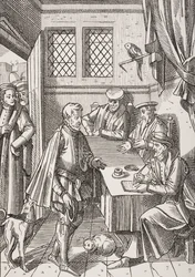 Bailliage czyli Trybunał Komornika Królewskiego, faksymile drzeworytu w „Praxis Rerum Civilium” Josse Damhoudere (1507–81) z „Le Moyen Age et La Renaissance” Paula Lacroix (1806–84) wyd.